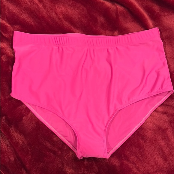 Hi-waist full coverage plus size swimsuit bottoms -pink - Picture 1 of 4